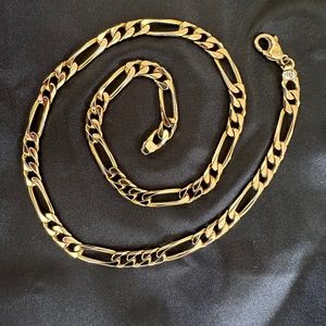 Solid 14k Gold 18" Figaro Link Necklace